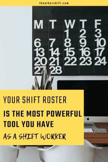 Do you have an organised shift work schedule? Is your shift work roster available in a way that makes sense to you? Here is one brilliant way to stay organised | theothershift.com | #shiftwork #shiftworkcalendarapp #nightshiftlife #survivingshiftwork #shiftworkwife