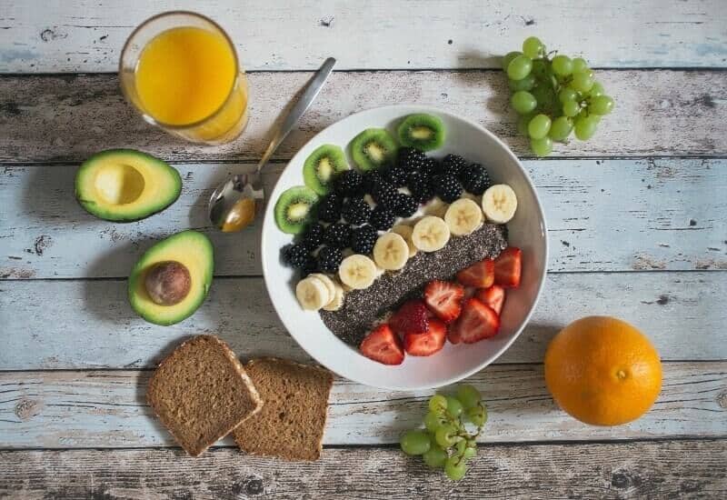 Bowel of breakfast with avocado, juice and bread | What Should I Eat After Working Night Shift?