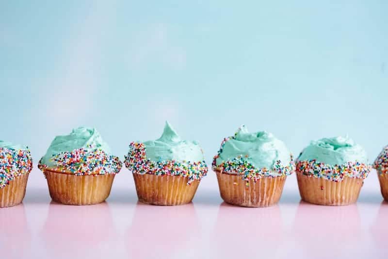 Blue icing cupcake